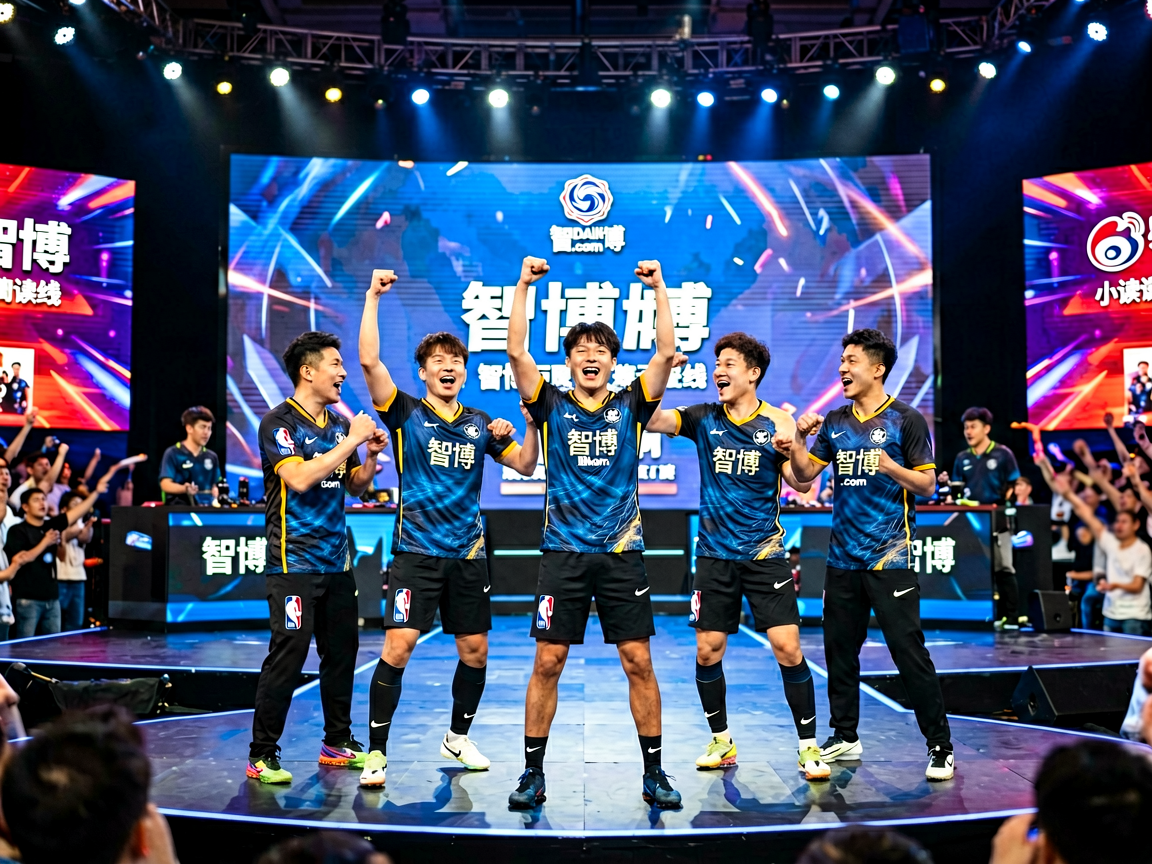 智博1919电竞新闻，战队在舞台上庆祝胜利
